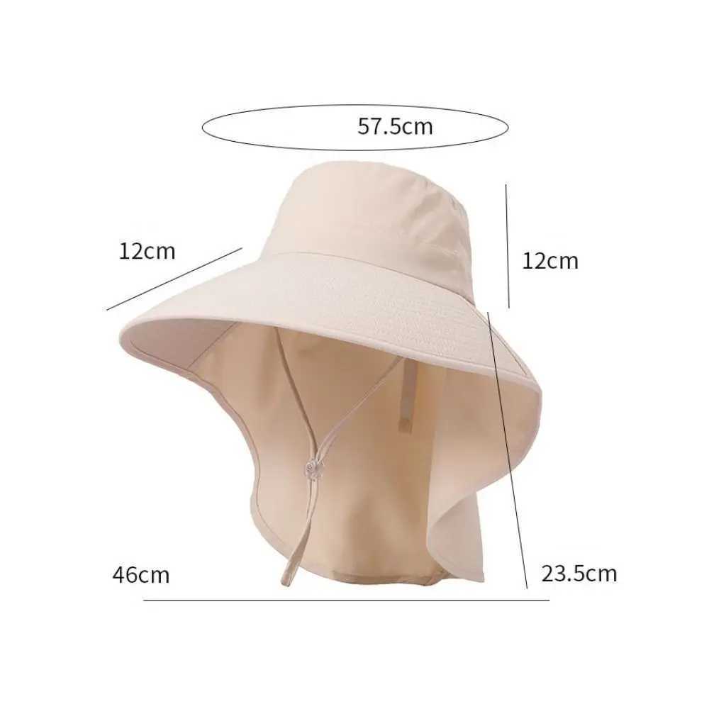 Summer Hats for Women Outdoor UV Anti Neck Protection Sun Visors for Lady Fishing Hiking Wide Brim Shawl Sunscreen Ponytail Cap W250217
