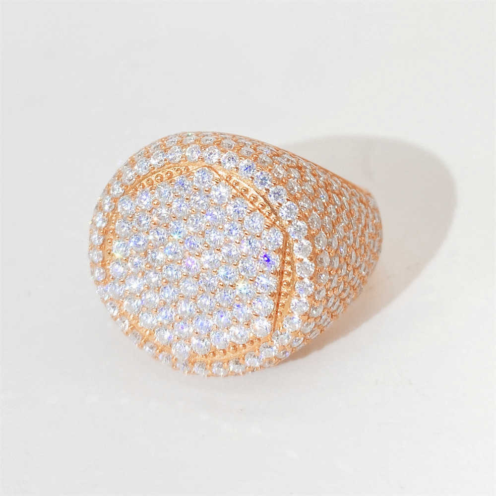 2023 New Hip Hop Ring Male S925 Silver Inlaid VVS Mozambique Trendy Personalized Ring