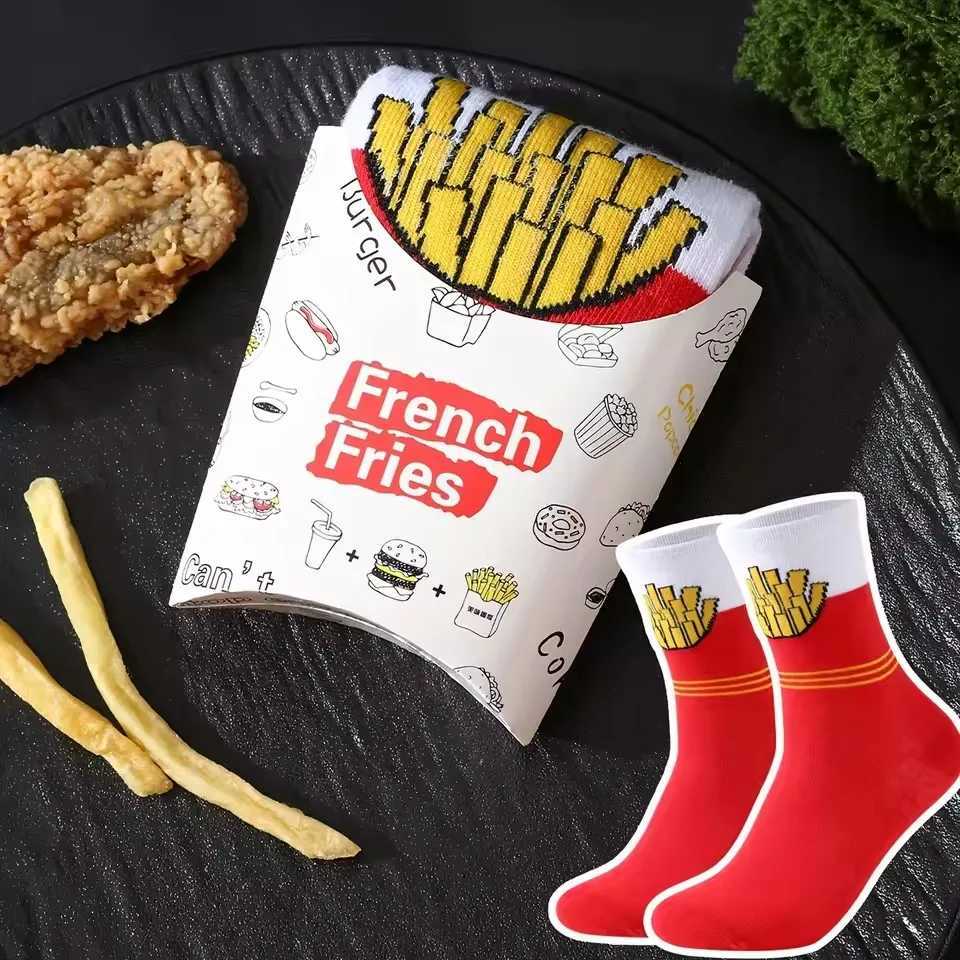 Novelty and fun Socks Red fries pattern gift socks leisure versatile.suitable for Halloween Christmas Valentines Day Gifts W250217