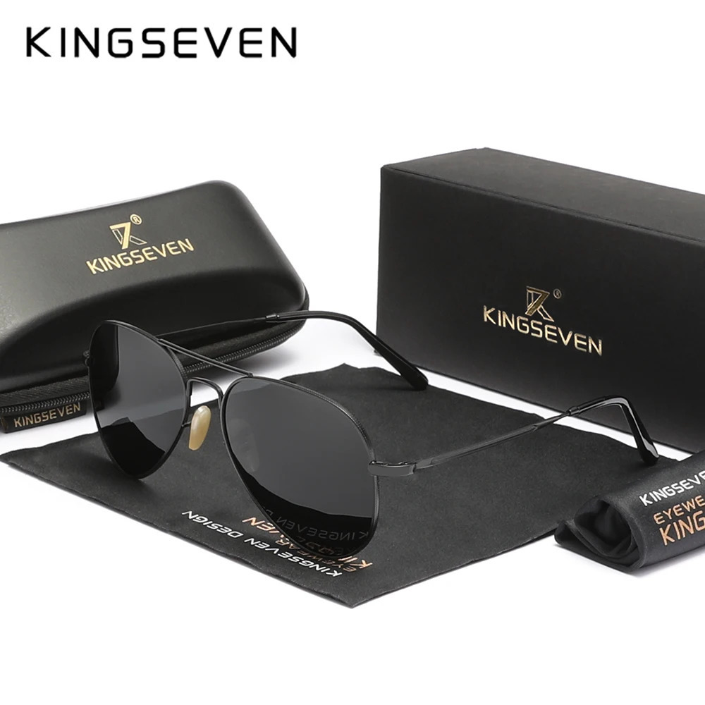 KINGSEVEN Pilot Alloy Sunglasses Polarization UV400 Anti-reflection Full Frame Parsnip Glasses Women Retro Eyewear 250214