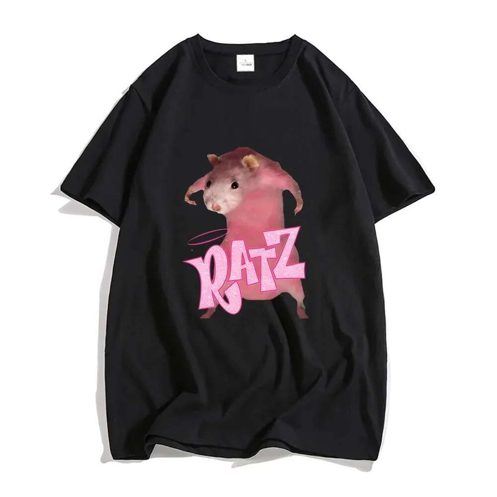 Ratz Mouse Cartoon Printed Fashion Women's Short Sleeved Tops Tshirt Casual Kawaii Summer O-neck Designer T Shirt Cute Men's Soft Shirt T-sh