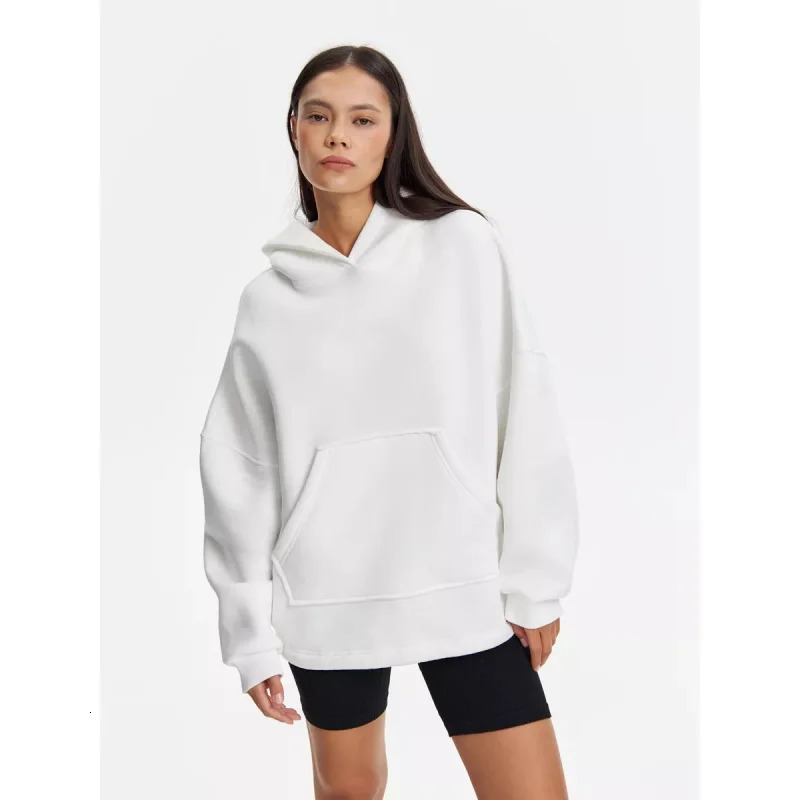 FallWinter Hoodie Solid Color Womens Leisure Sports Sweater Coat 250213