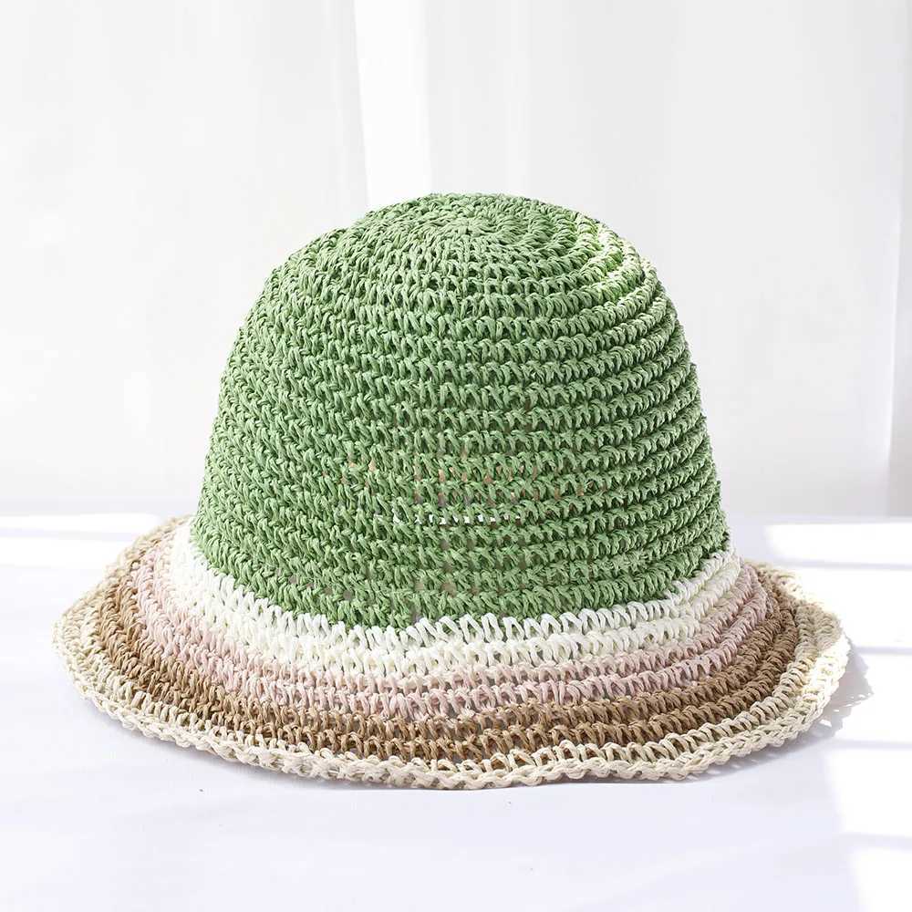 2024 new Womens Straw Hats crochet hat bucket hat UV Protection Sun Visor beach hat Women Visors rainbow Women Summer hat Cap W250217