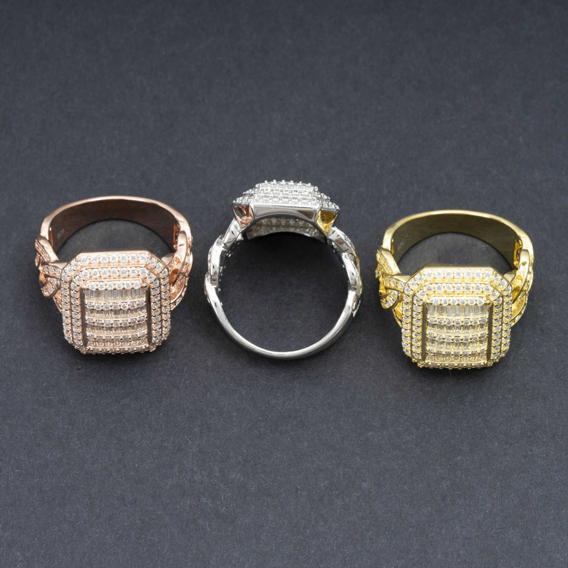 Hip Hop Hip Hop Ring S925 Silver Set D-Color Moissanite Classic Fashion Trend Ring for Men and Women