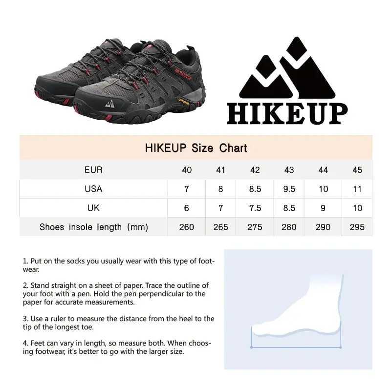 HIKEUP Mens Hiking Shoes Suede Leather Outdoor Shoes Wear-resistant Men Trekking Walking Hunting Tactical SneakersC250217