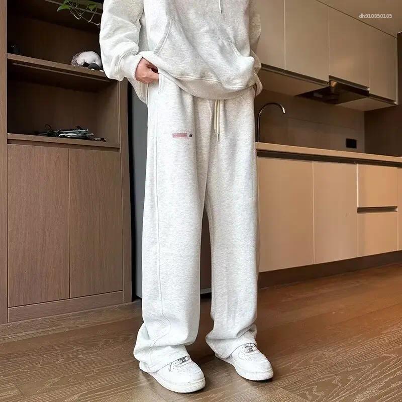 Men's Pants American Style Loose-Fit Grey Draped Wide-Leg Casual Trendy Sweatpants Straight-Leg Long For Summer