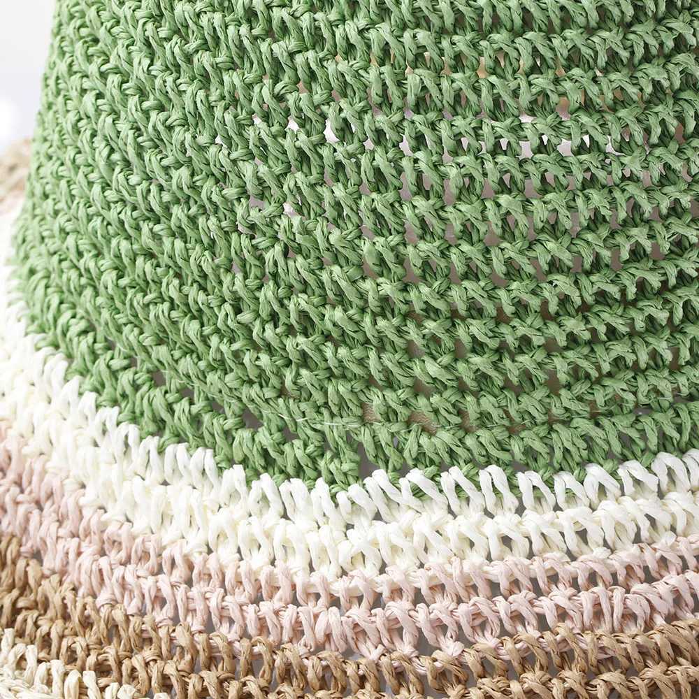 2024 new Womens Straw Hats crochet hat bucket hat UV Protection Sun Visor beach hat Women Visors rainbow Women Summer hat Cap W250217