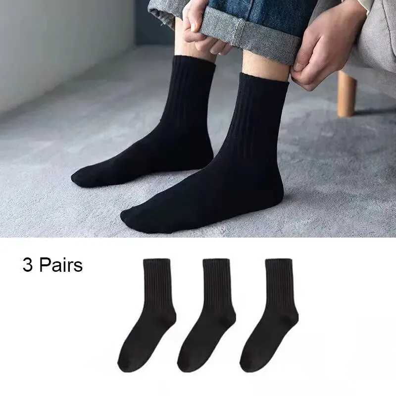 3 Pairs High Tube Crew Socks For Men For Women Breathable Mid Stockings Solid Color Casual Set Fashion And Comfortable W250217