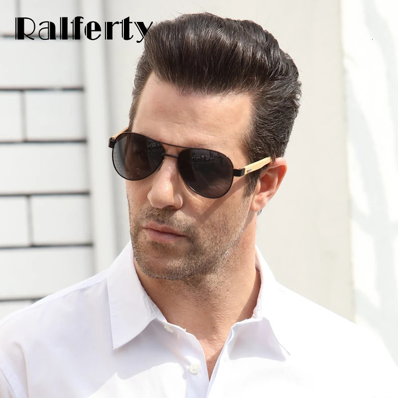 Ralferty Vintage Pilot Wood Sunglasses Men Women UV400 Gradient Sun Glasses Driver Sport Eyewear Original Bamboo Sunglass K1510 250214
