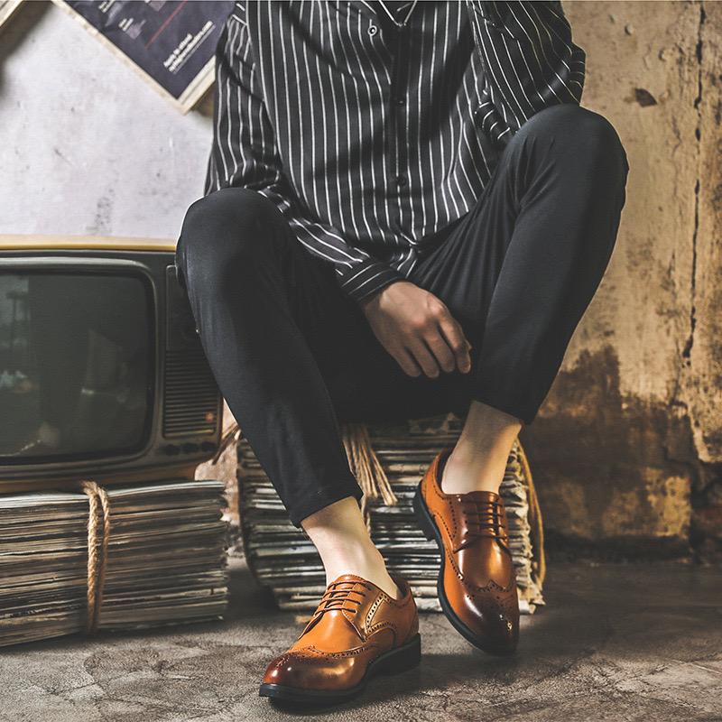 Dress Shoes Classic Italy Mens Oxford Leather Black Wine Red Lace Up Pointed Toe Wedding Party Formal For Men