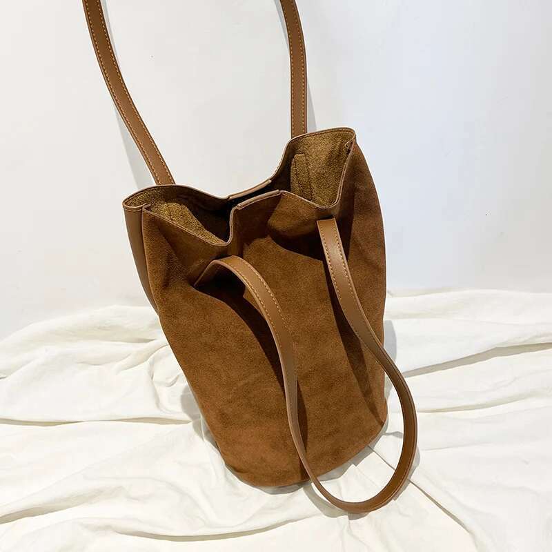 100% Genuine Leather Bucket Bags For Women S Class Suede Tote With Coin Purse Large Capacity Shoulder Crossbody Bag