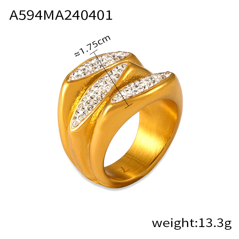 2025 Ins Sparkling Wedding Rings Luxury Jewelry Titanium steel Sparkling Crystal 18k Gold Fill High Quality Party Women Eternity Engagement Band Ring 
