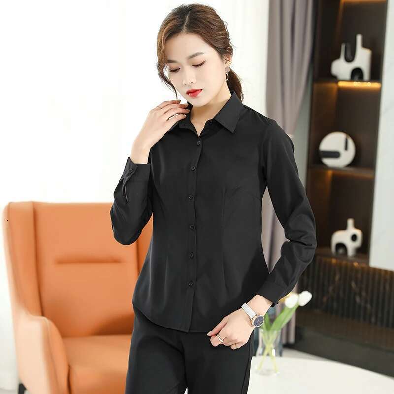 Formal Dress Long Sleeve Blouse New Black Shirt Tops 2024 Fashion Women Clothing Basic White Shirts OL Blouses