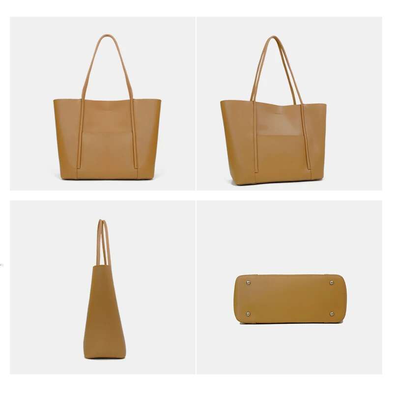 Women's Cowhide Genuine Leather Shoulder Bag Female Designer Fashion Handbags Ladies Commuting Large Capacity Tote Bags