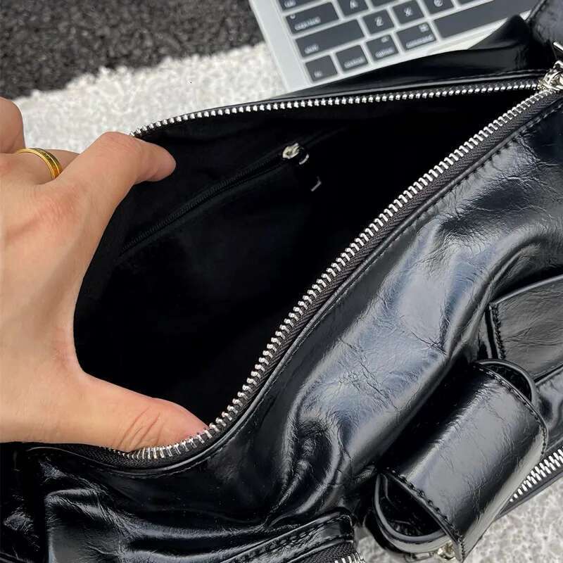 Moto & Biker Underarm Bags For Women Designer Handbags Purses 2023 New In Personality PU Square Multiple Pockets Shoulder