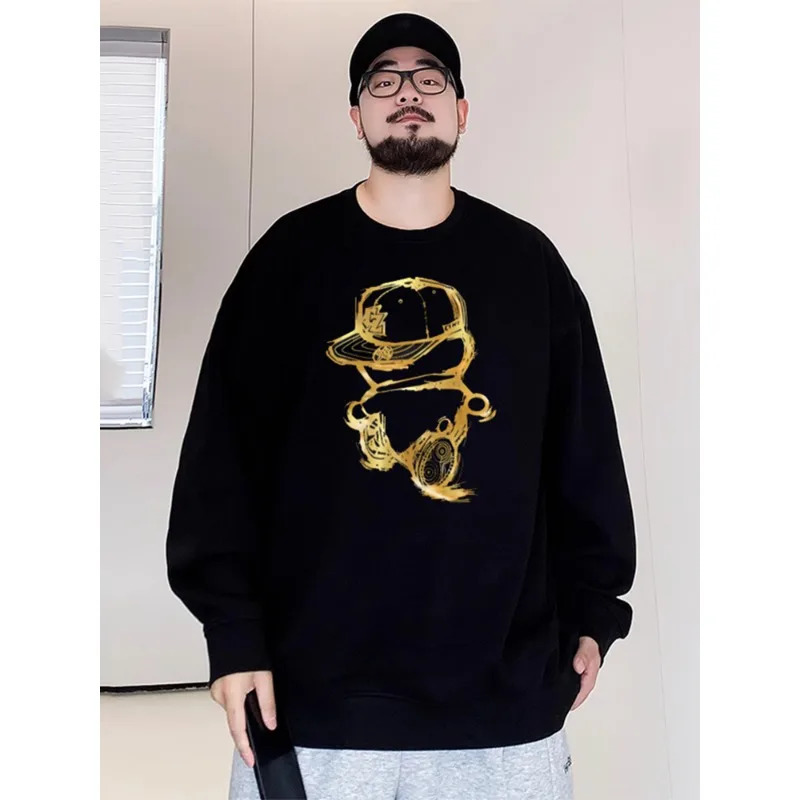 Plus Size Oversized Men Tops Autumn Pullovers Sweatshirts 6XL 7XL110180kg Man Round Neck Long Sleeve Printed Big Clothing 250214