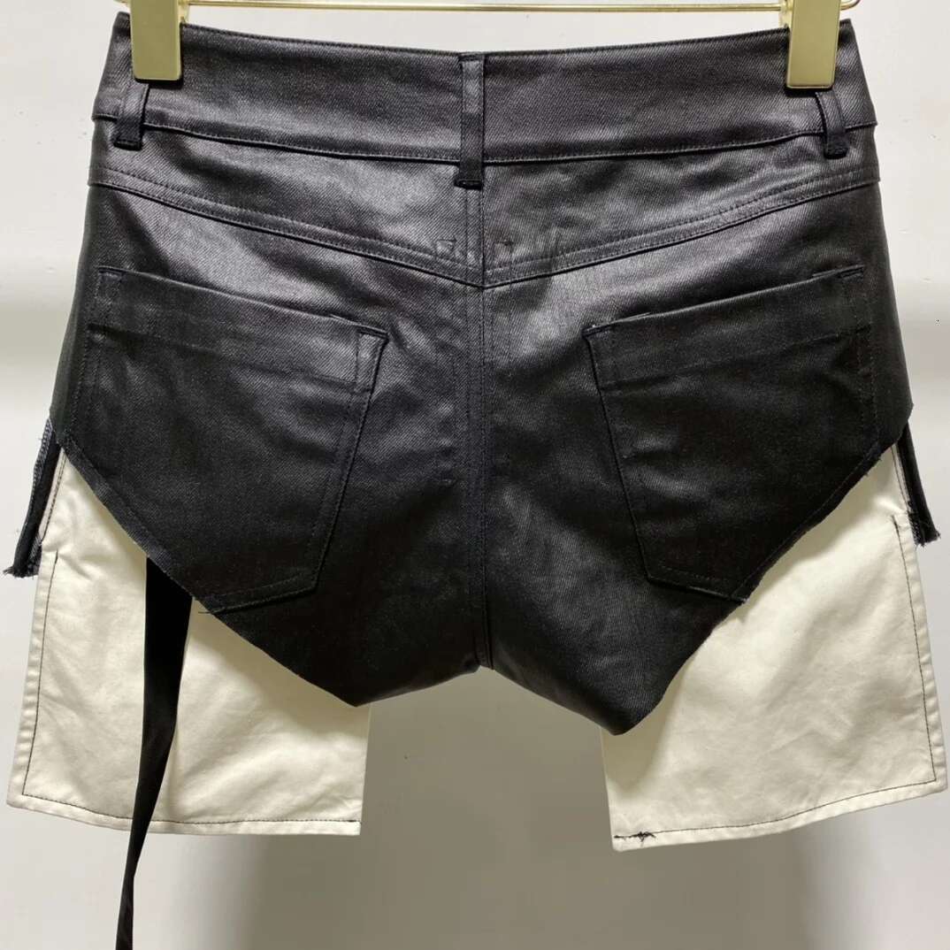 22Ss Owen Seak Women Casual Oil Wax Canvas Summer Gothic High Street Wear Trumpet Mermaid Black Short