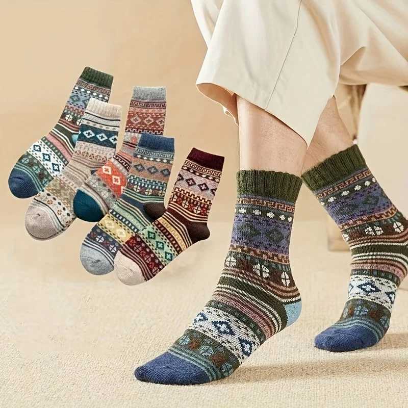 5 Pairs Men Winter Warm Thick Soft Mid-calf Socks Ultra-Comfortable High Quality Breathable Thickened Middle Womens Socks W250217