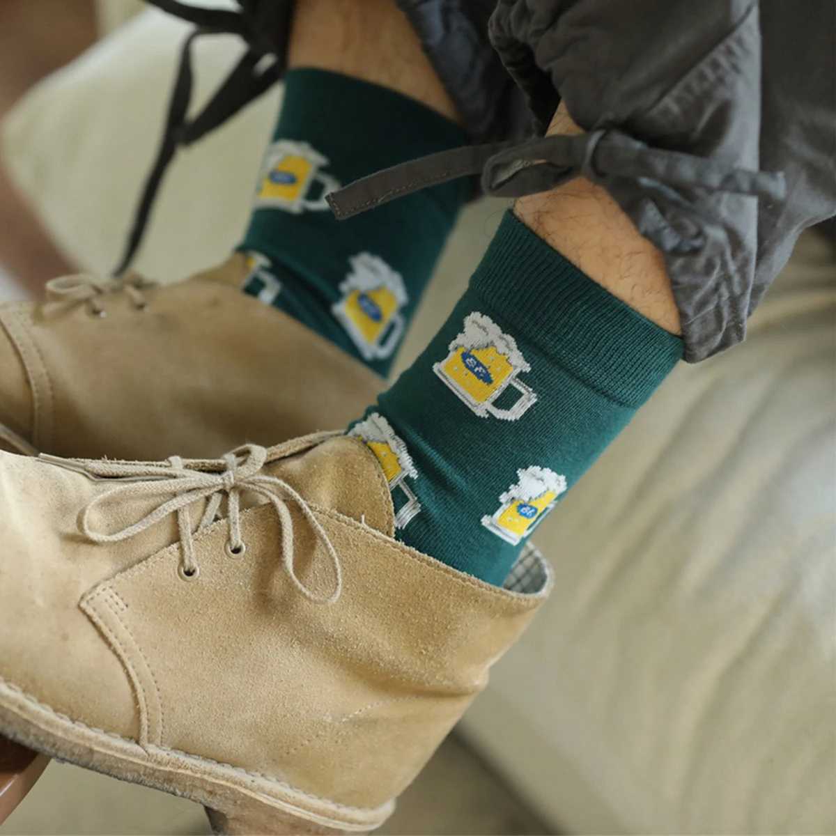 CHAOZHU Mens Fun Socks Cartoon Beer Business Fashion Drama Socks Christmas Fathers Birthday Gift Casual Socks W250217