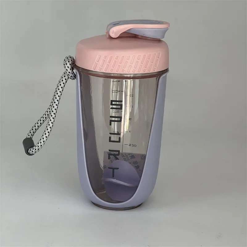 600ML Blender Shaker Bottle with Plastic Whisk Ball BPA Free Plastic Protein Shakes Leakproof for Powder Workout Gym Sport 250214