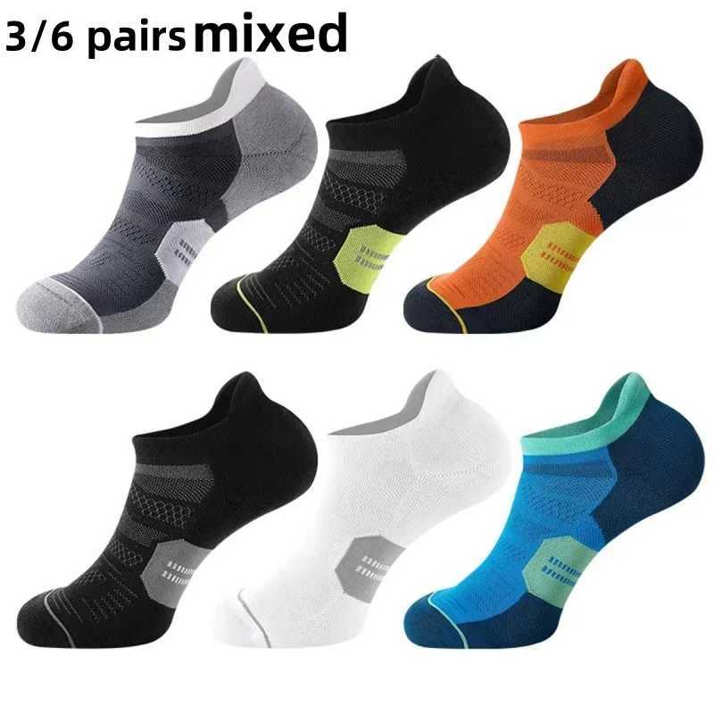 3/6 pairs of breathable and non slip invisible boat socks for men and women ankle running socks outdoor fitness socks W250217