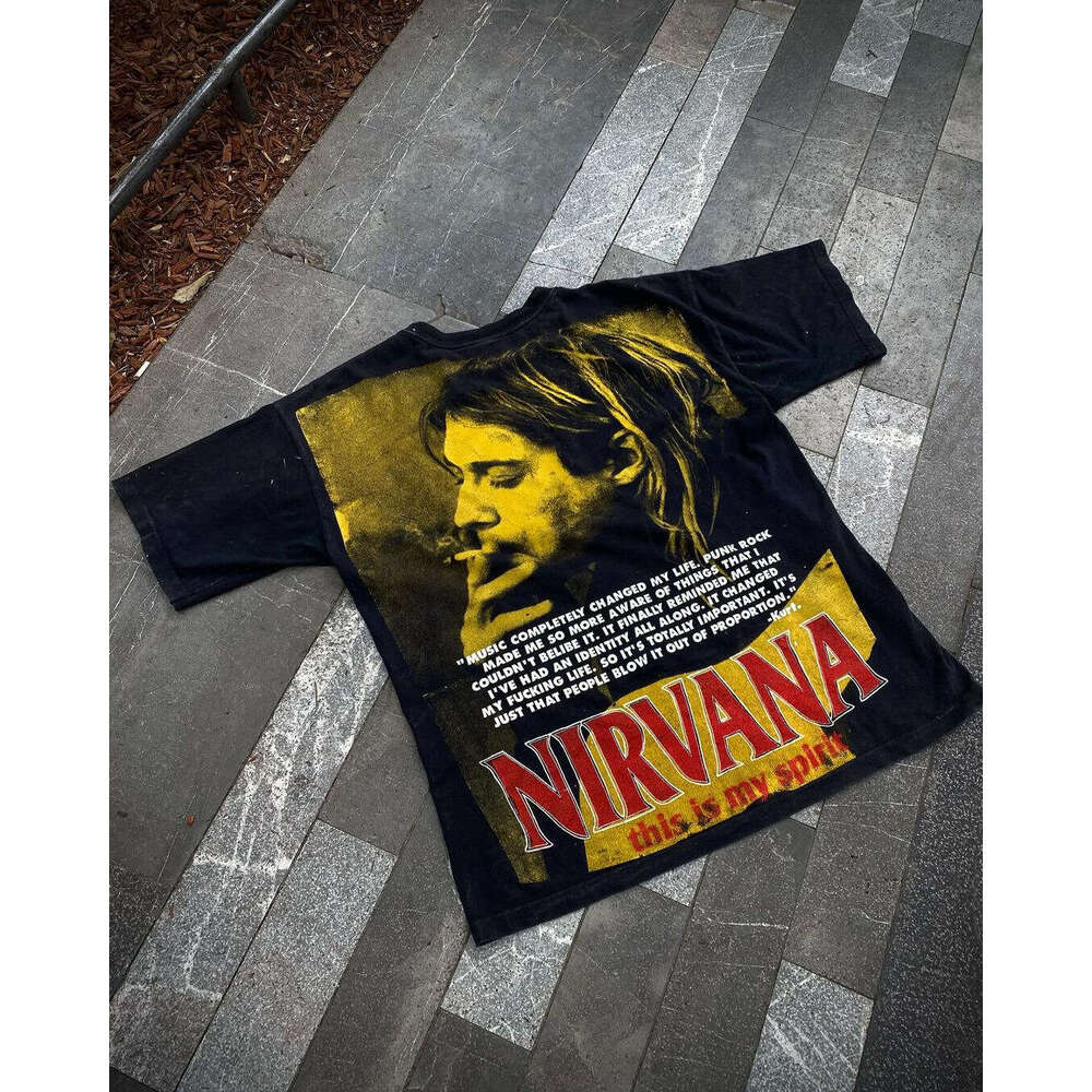 Round neck short sleeved loose T-shirt casual street style personalized wear printed pattern dark Gothic top