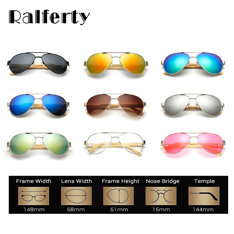 Ralferty Vintage Pilot Wood Sunglasses Men Women UV400 Gradient Sun Glasses Driver Sport Eyewear Original Bamboo Sunglass K1510 250214
