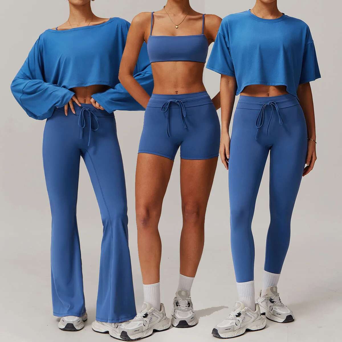 New 2Pcs Yoga Suit Women Gym Set Female Push Up Tracksuit Running Workout Long Sleeve Sports Shirt Fiess Clothing