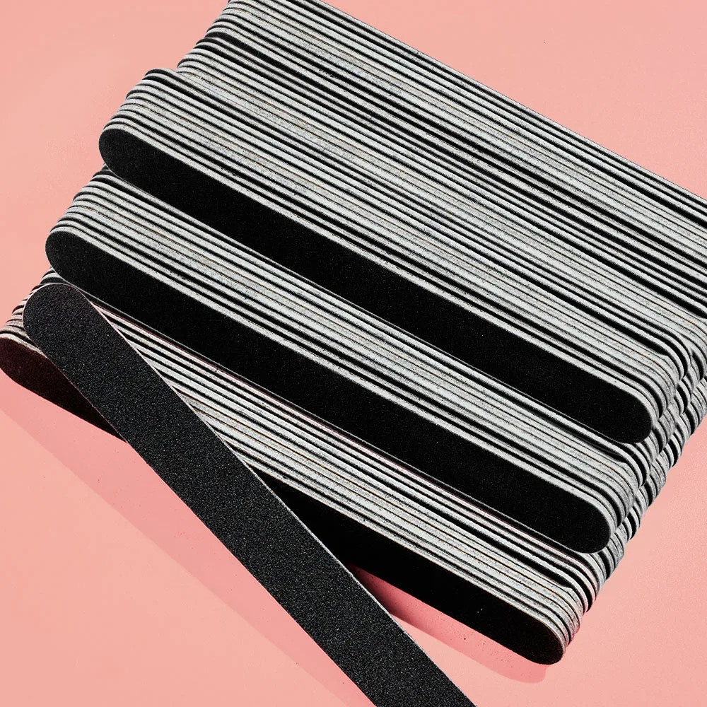 50Pcs/Pack Zebra Curve Nail Files 100/80 Grit Double Sided Gray Buffer Block Files UV Gel Salon DIY Beauty Nails Care Tools 250214