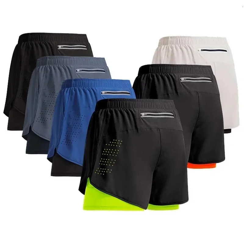Sport Shorts Men Sportswear 2 In 1 Short Pants Doubledeck Beach Bottoms Summer Gym Fitness Training Jogging Running 250214