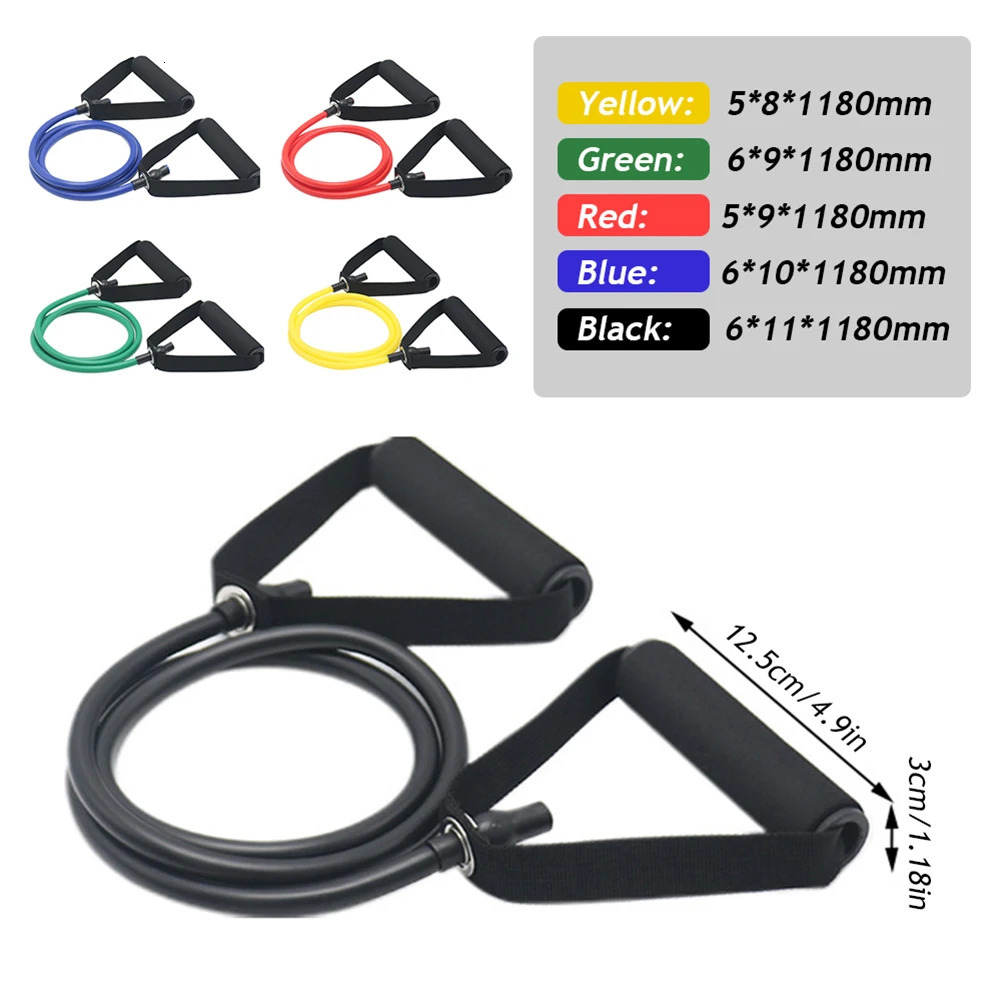 5 Levels Resistance Yoga Pull Rope Bands Handles Elastic Sports Bodybuild Home Gym Workouts Muscle Training Rubber Tube Band 250213