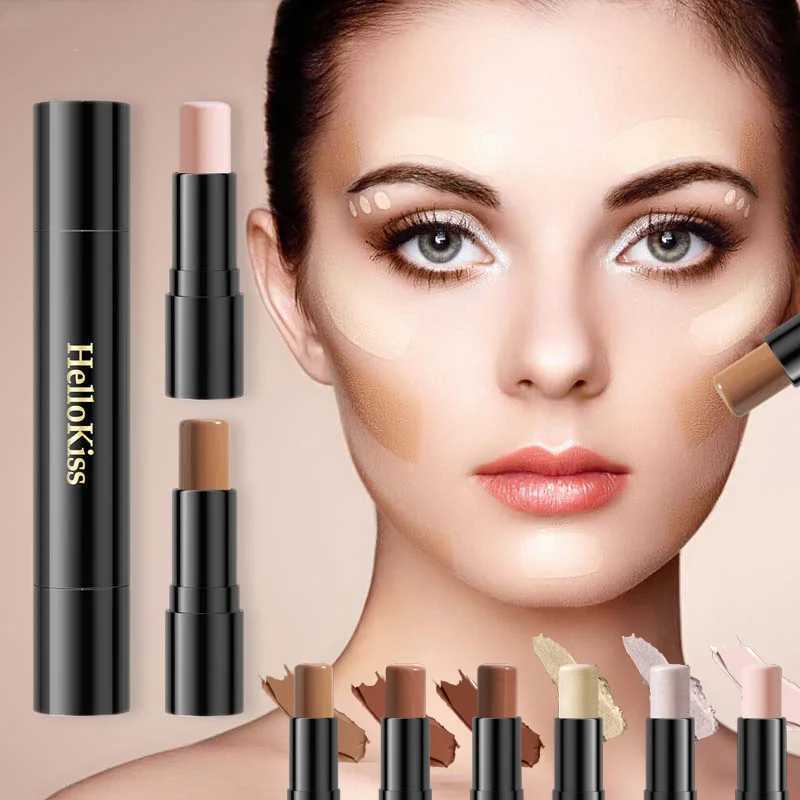 2 in1 Face Foundation Highlight Double Head Contour Stick Concealer Pen For Lasting Stereomodification Cosmetic Makeup ToolW250217