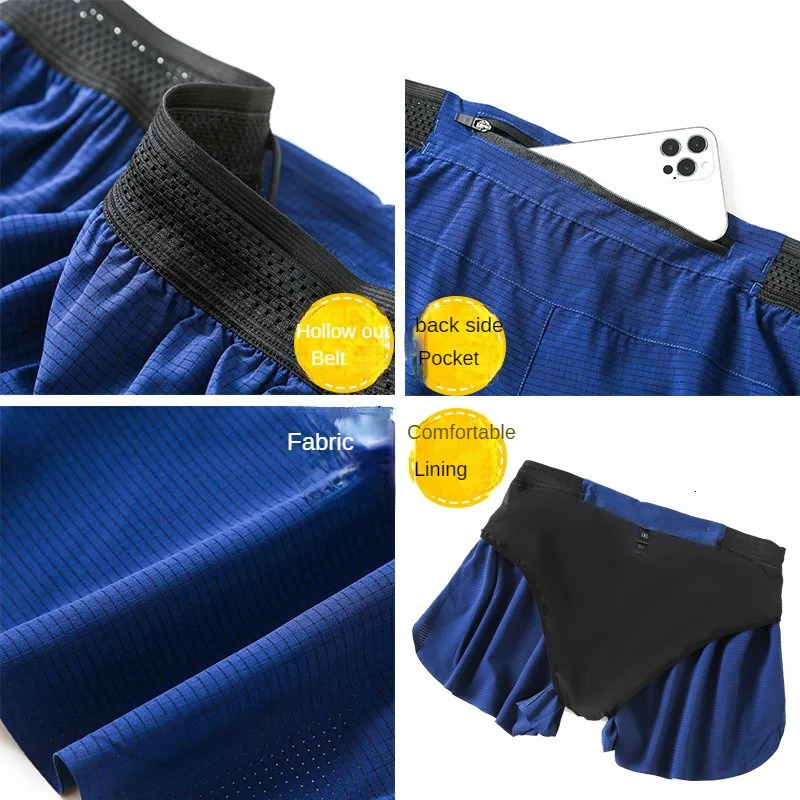 Gym Sports Shorts Men Loose Fitness Beach Homme Clothing Jogging Doubledeck Training Short Pant 2 in 1 Marathon Running 250217