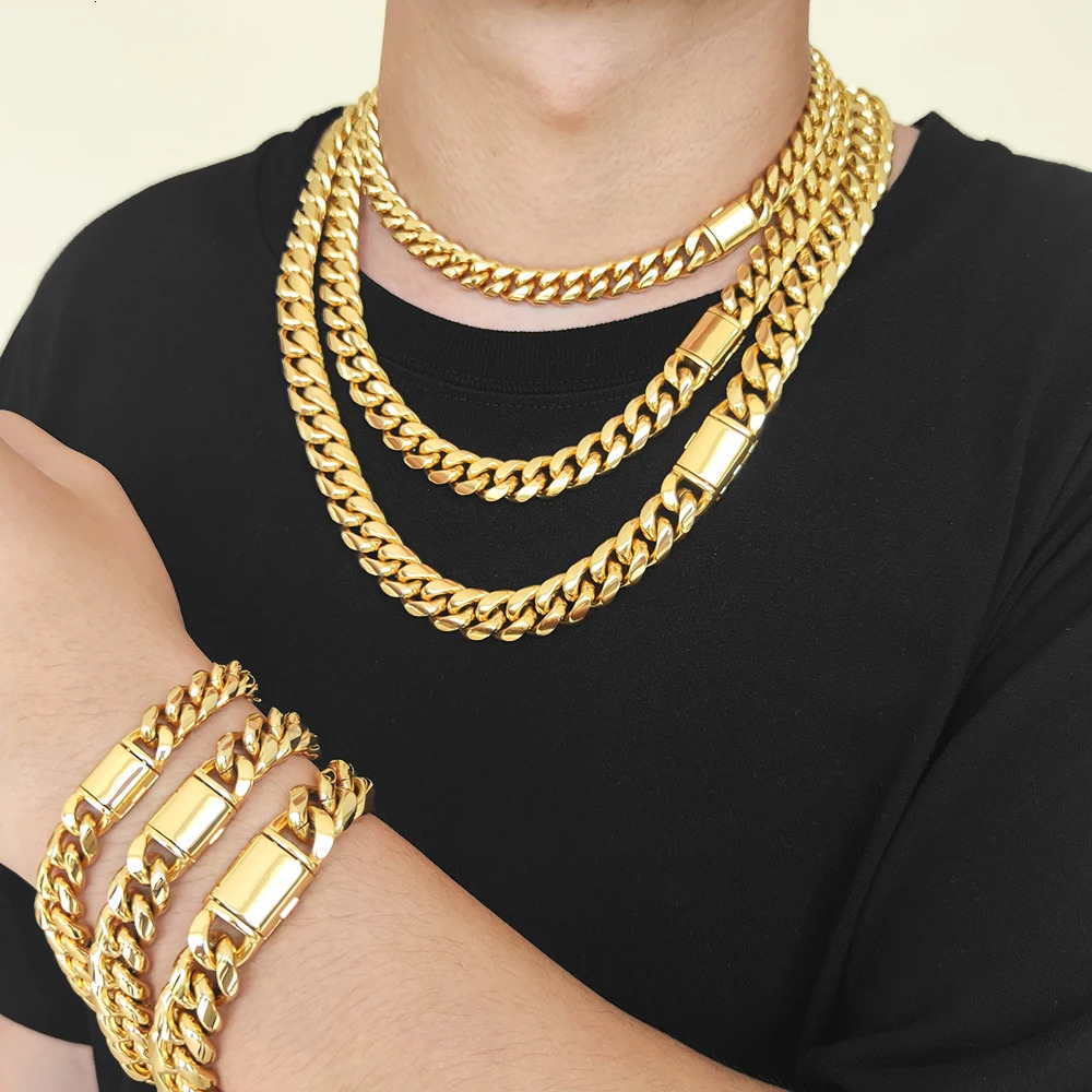 8/10/12/14MM Hip Hop Free Customization Mens Stainless Steel Jewelry Miami Cuban Chain Necklace Mens Direct 250213