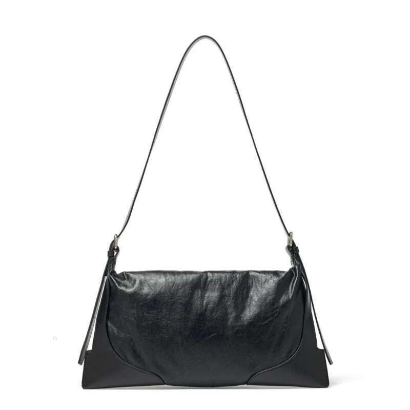 Women's New Autumn/Winter Solid Color Pleated Leather Underarm Bag Large Capacity Fashion All-Match Commuter Shoulder Handbag