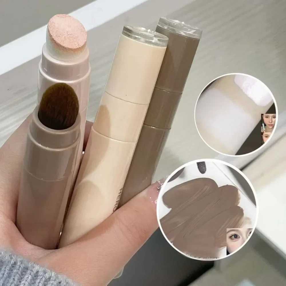 Nose Shadow Bronzes High Gloss Makeup Pen Natural Grey Brown 3D Facial Matte Brightness Stick with Pad StickersW250217
