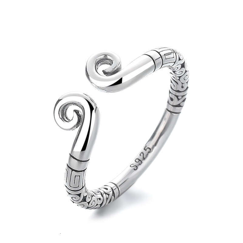 Yatai Heng's pure silver creative black mythology Wukong tight ring, artistic ethnic men's and women's ring