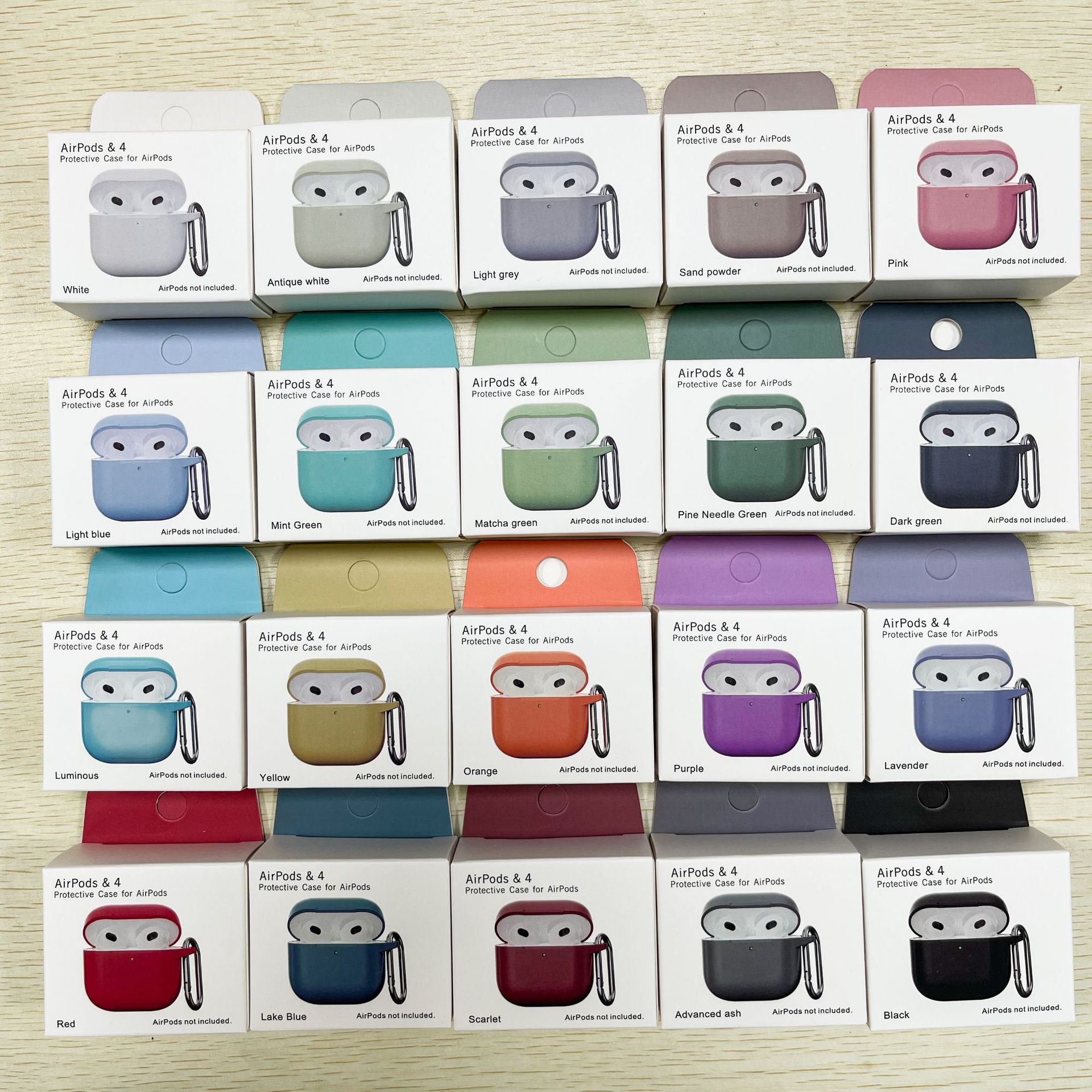 For Airpods 4 Soft Silicone Skin Case Cover 2MM Thickness Shock-Absorbing Protective Case with Keychain for Airpods Pro 2