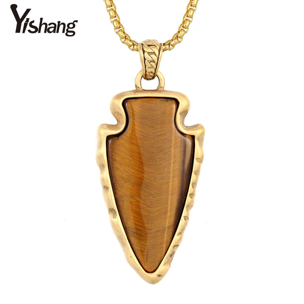 New Fashion Natural Stone with Nordic Viking Style Stainless Steel Men's Pendant Necklace