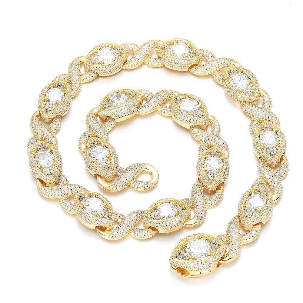 Hip Hop Jewelry 15mm Infinite Eye 8 Cuban Chain Zircon Necklace Accessories Men's Bracelet