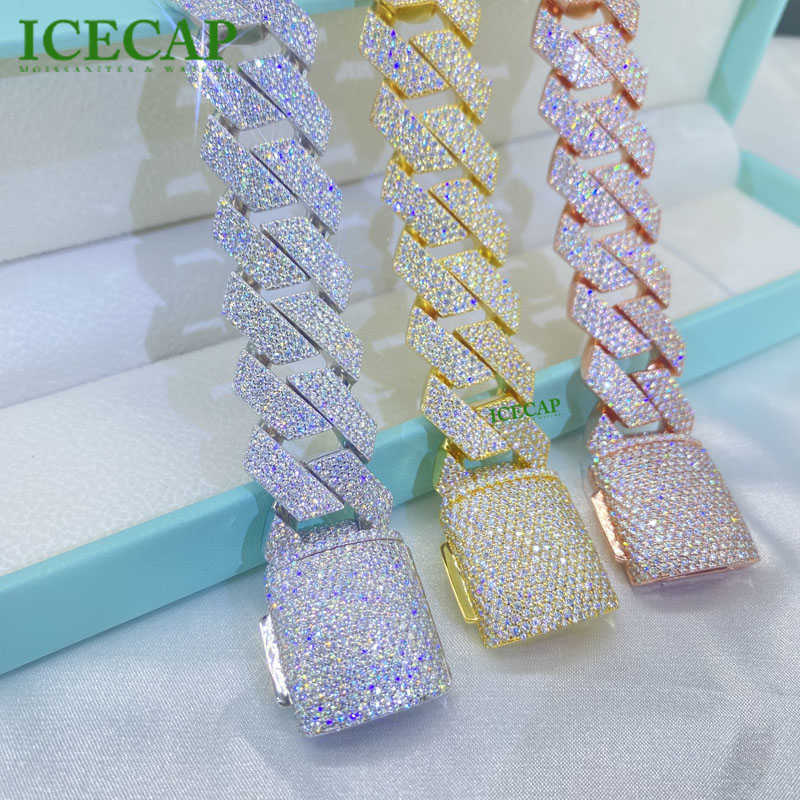 Hiphop Jewelry 20mm 4rows Cuban Bracelet Pass Diamond Tester Bling Sterling Silver Diamond Singer Luxury Bracelet