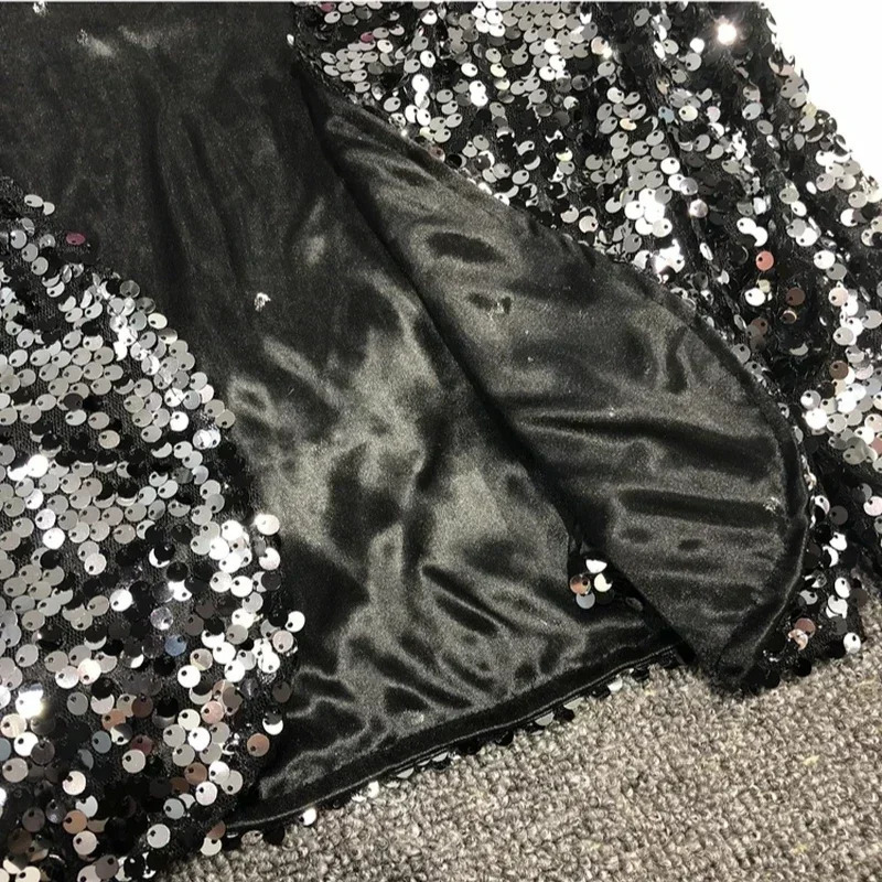 Street Fashion Joker Short Edition Sequins Small Suit Sparkling Bead Piece Suit Small Jacket Tank Top Jazz Dance Performance 250210