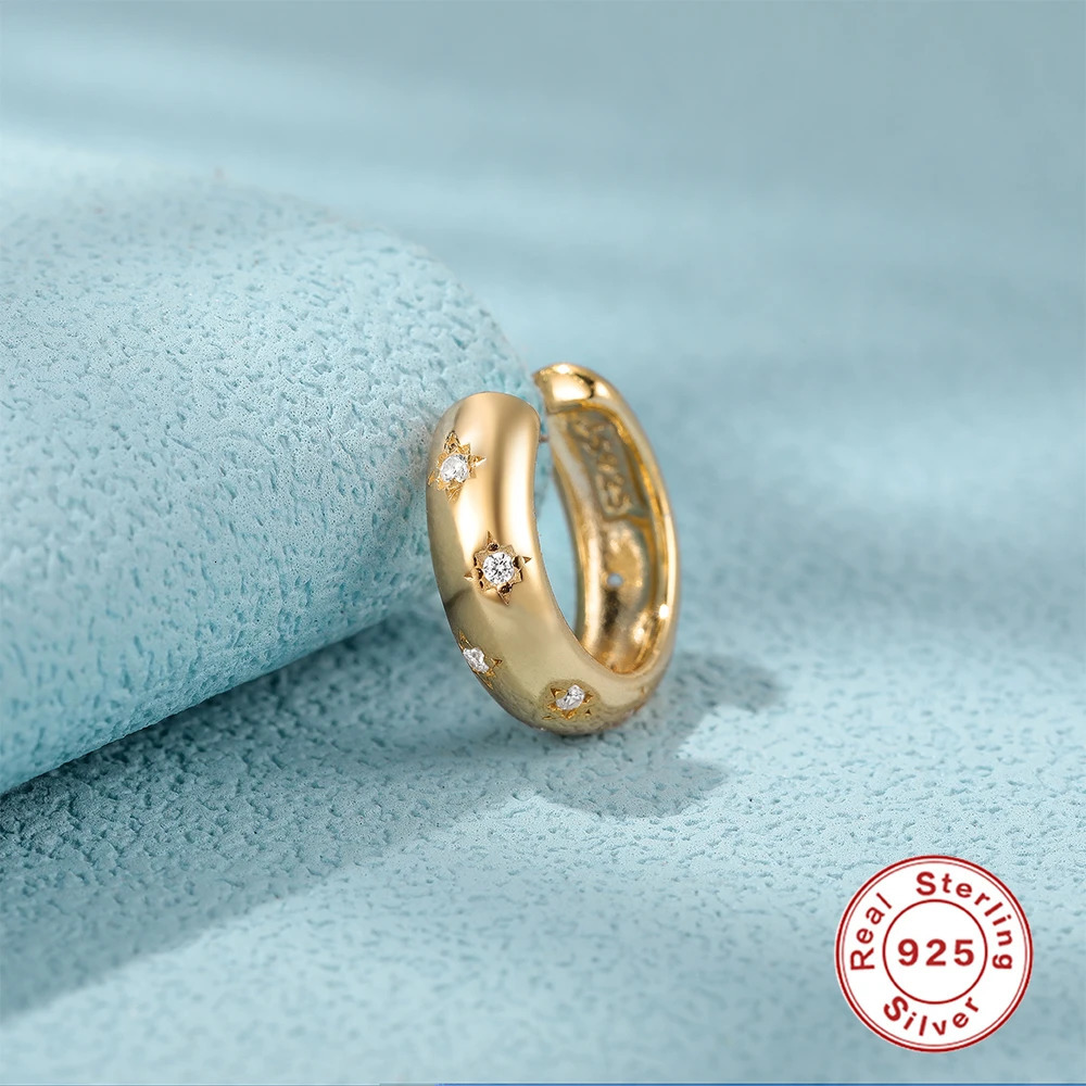 ROXI 925 Sterling Silver 9mm Cshaped Ear Cuff Micro Inlaid Zircon Clip Earrings For Women Men 1 Piece Earcuff Unpierce 250213