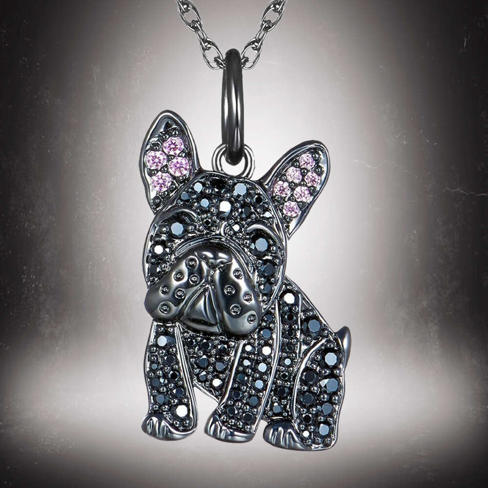Temu Hot Selg Black French Bulldog Pendant Exquisite and Environmentally Friendly Zinc Alloy Die Cast Necklace