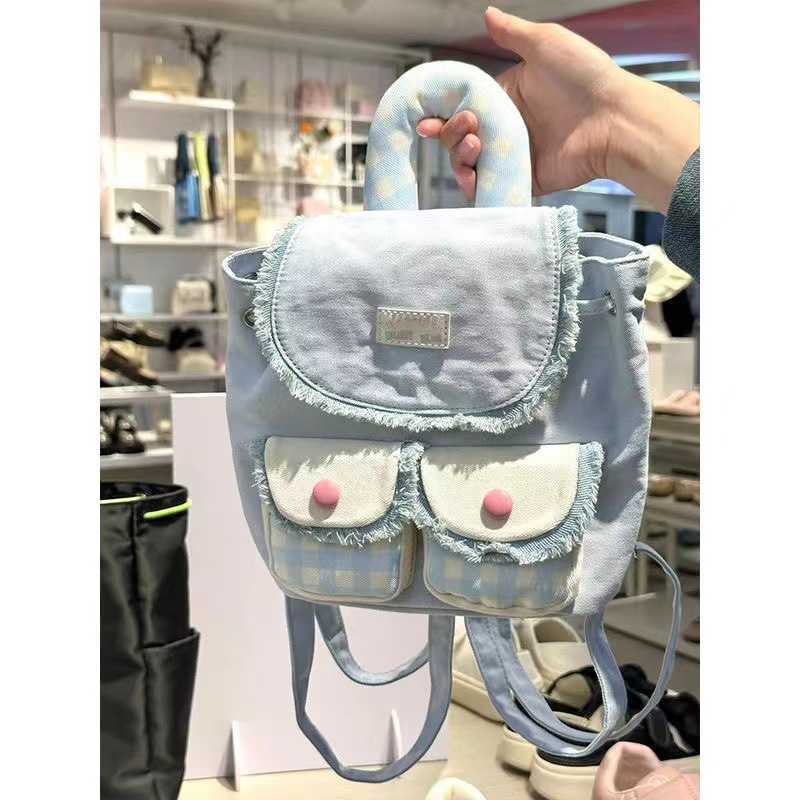 Designer bag Sanfu Same Style Backpack Japanese and Korean College Style Girl Colorful Grid Small Backpack Macaron Color Leisure Backpack Y250217