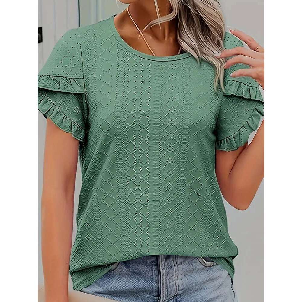 Women's Large Casual Knitted T-Shirt Loose Fit Long Sleeve Comfortable Breathable Regular Length Top In Soft Cotton Blend