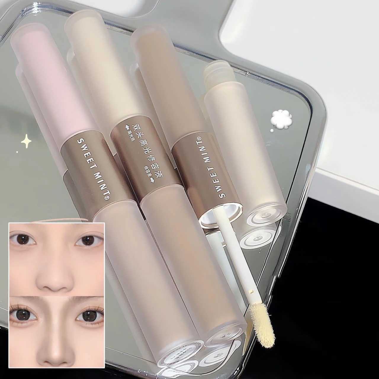 Double sided matte contour stick facial bronze makeup liquid waterproof contourW250217