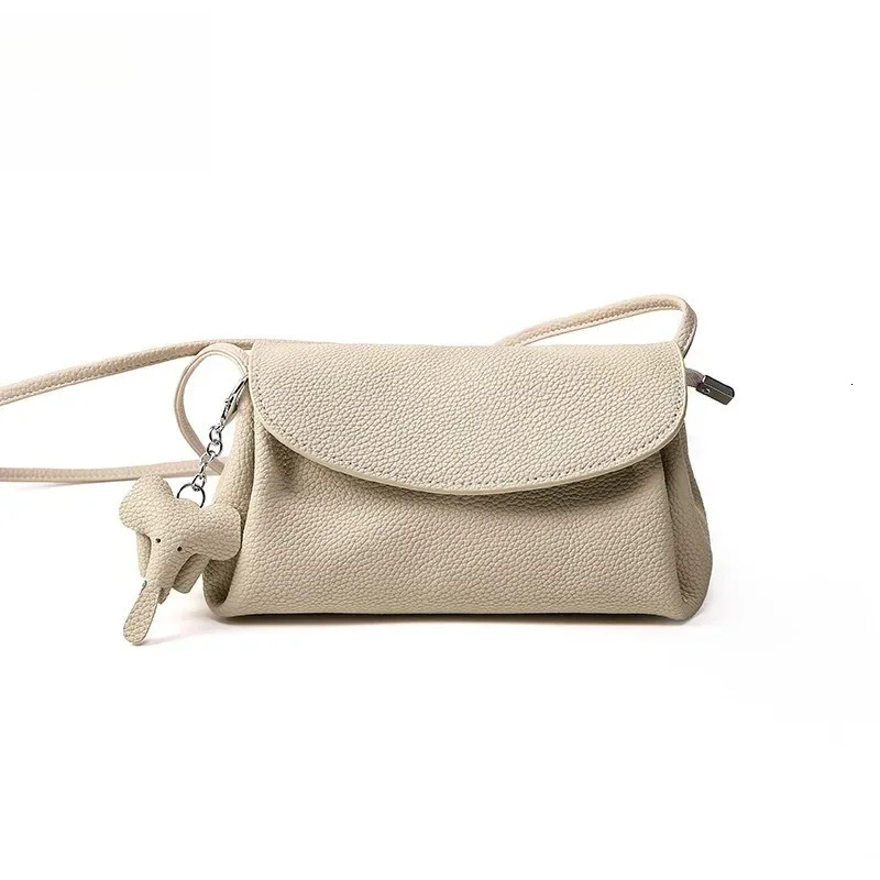 Women's Genuine Shoulder Bags Fashion Crossbody Soft Cowhide Leather Small Messenger Lady Handbag Elephant Deco