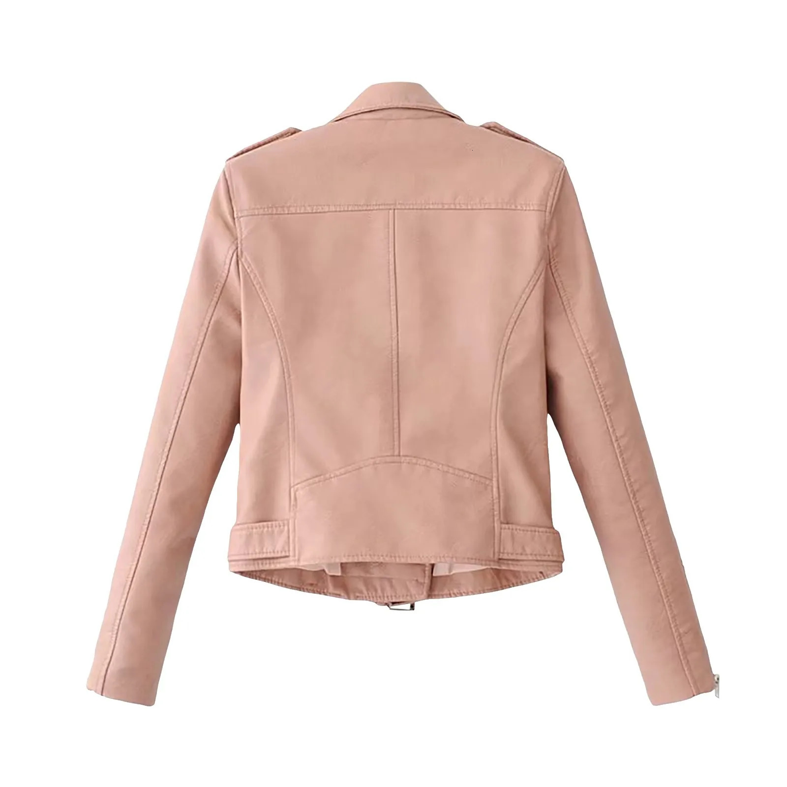 Womens Fall Faux Leather Outwears Retro Motorcycle Jacket Long Sleeve Tie Up Short Bomber Jackets For Women Chaquetas 250211