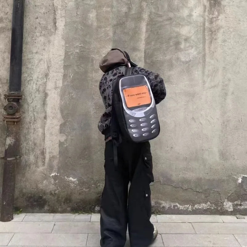 2025 Personality Vintage Telephone Bags Y2k Aesthetic Streetwear Women Students Schoolbags High-capacity Funny Ins Backpacks Men 250318